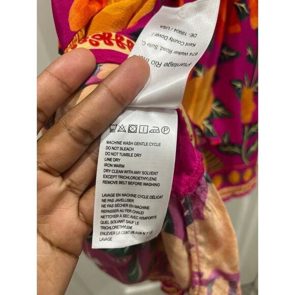 FARM RIO Pink Flowers Tapestry V-Neck Mini Dress Sz S - Picture 11 of 13